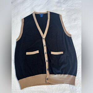 - Paul Fredrick sweater-vest 💯 merino wool. Charcoal grey w/ contrast trim